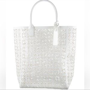 Tory Burch laser cut tote shopper in white PVC